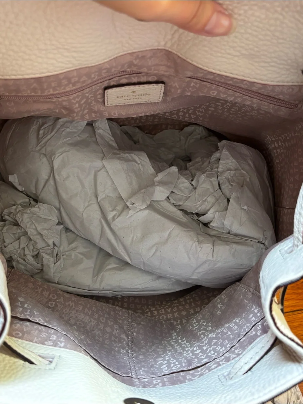 kate spade Pebbled Leather Backpack in Light Gray-Taupe